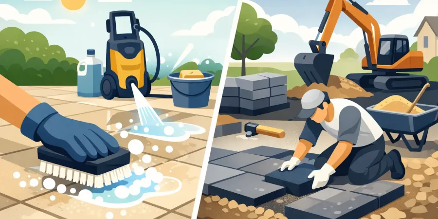 Patio Cleaning vs Replacement Costs Explained